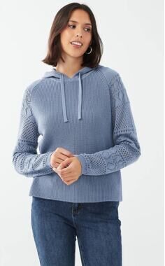 FDJ French Dressing Ivy Indigo Crochet Sleeve Sweater NWT size xl